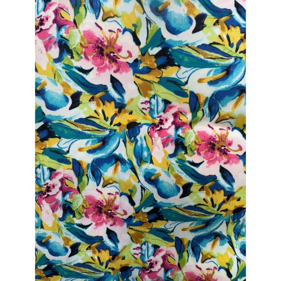 Christopher & Banks Womens Petite Floral A-Line Button-Down Skirt 16P Pink Blue - Picture 5 of 10